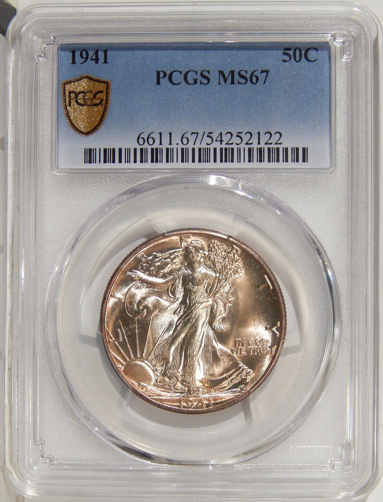 1941 50c PCGS MS 67 ~ HIGH-END SILVER WALKING LIBERTY HALF