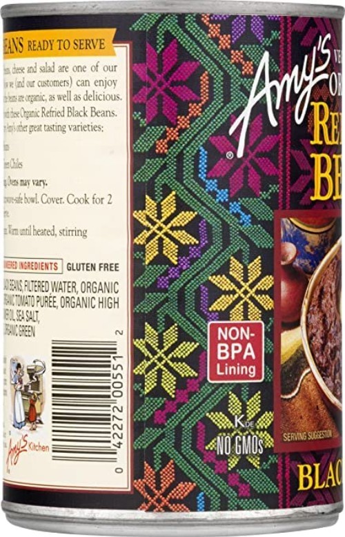 One 15.4 oz Organic Refried Vegetarian Black Beans