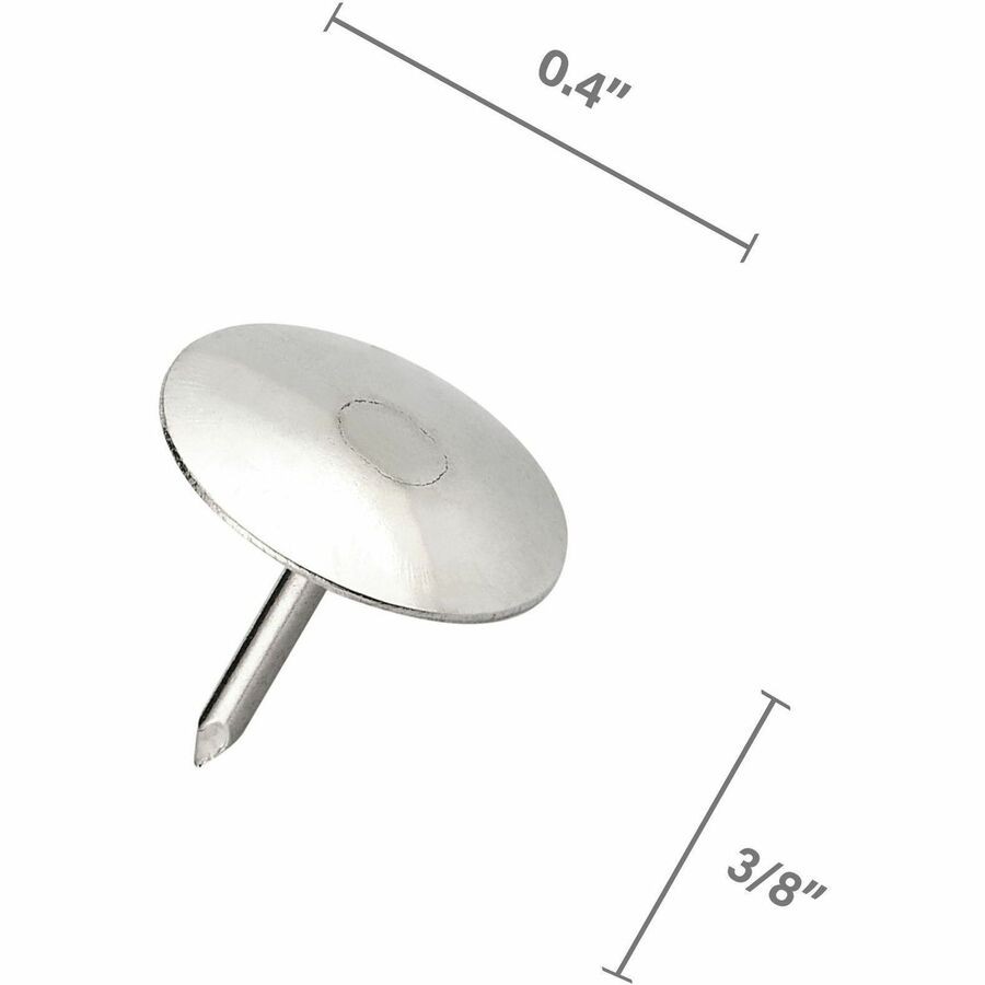 Lorell LLR10110 Steel Thumb Tacks 0.31" Length 100 Pack Silver