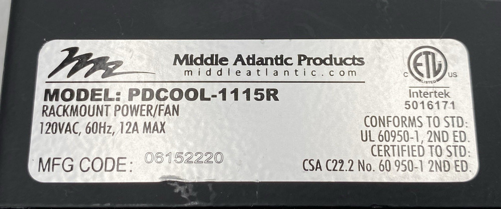 Middle Atlantic Products PDCOOL-1115R PowerCool Rackmount Power Distribution