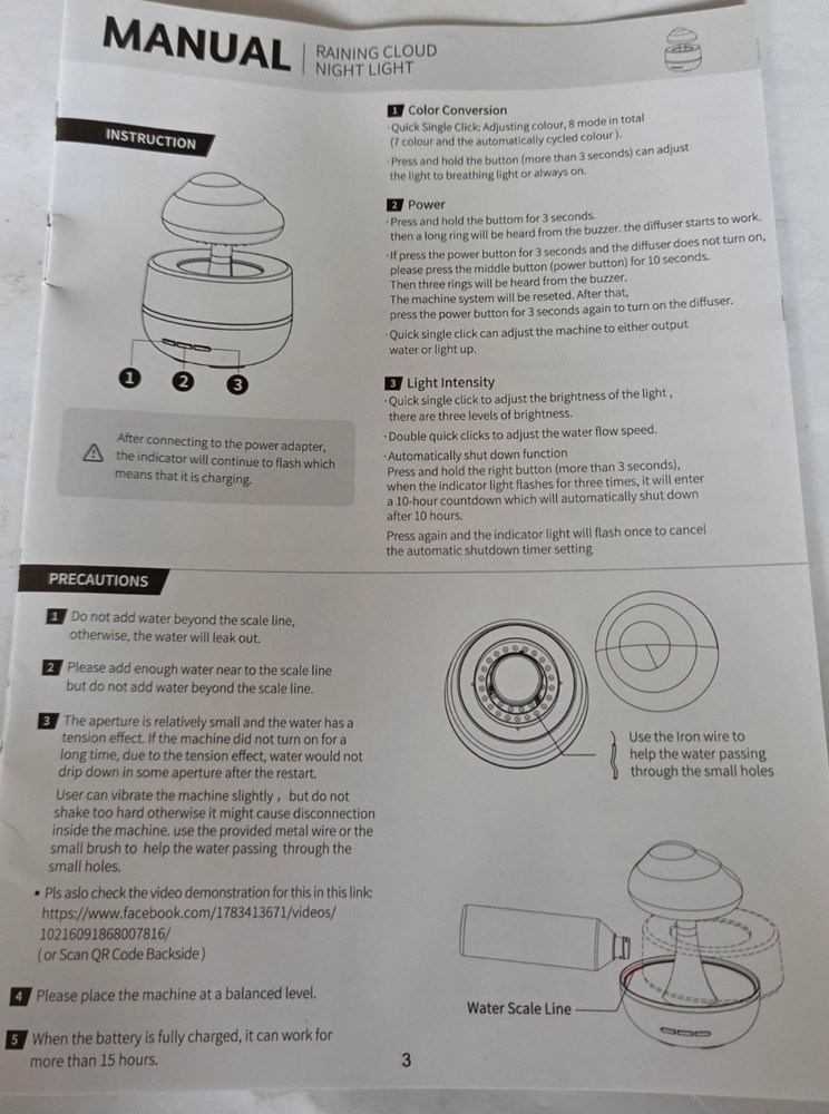 Cloud-Inspired LED Humidifier & Diffuse 7-Color Changing Lights USB-C Charging
