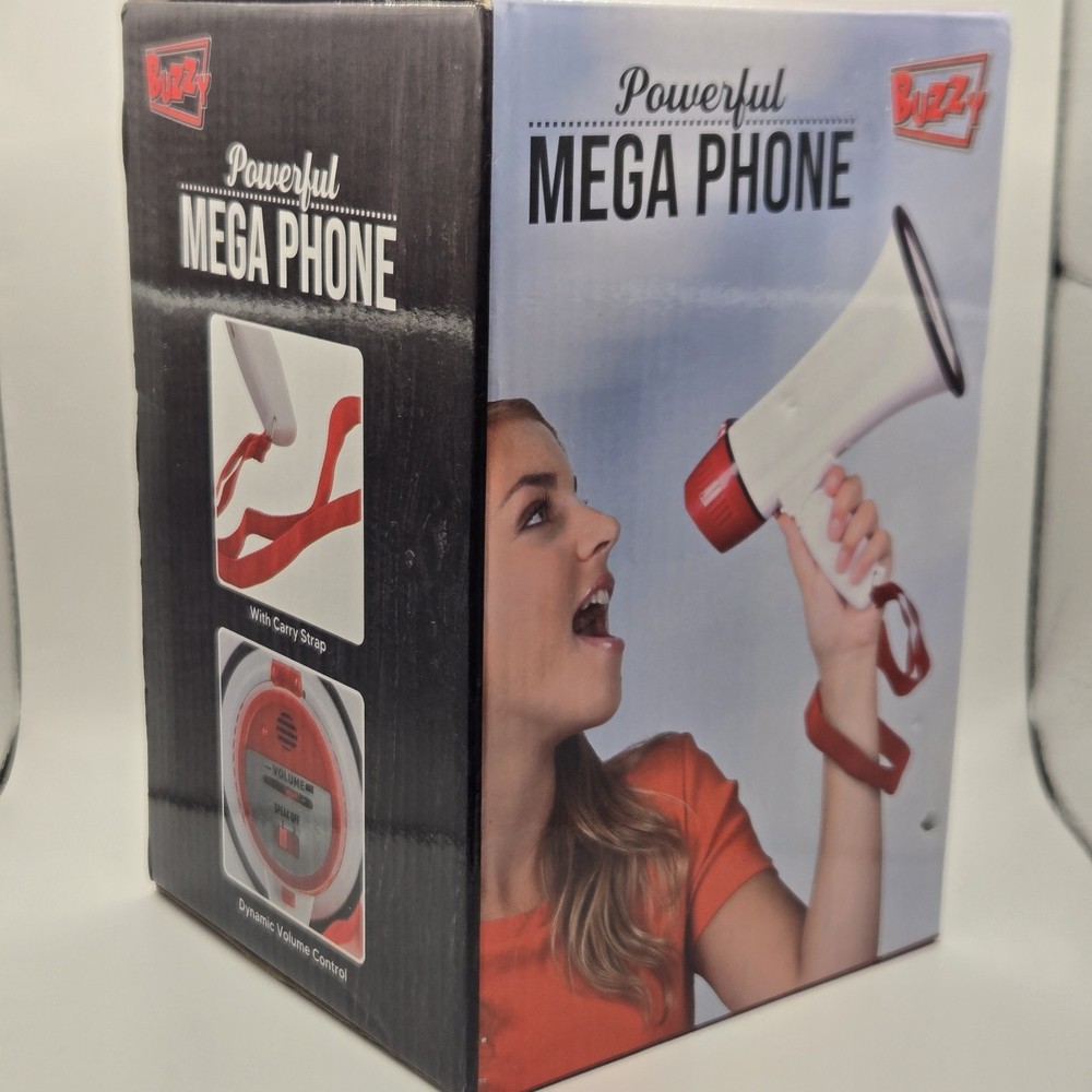 Electronic Megaphone Buzzy Red White Battery Operated With Box