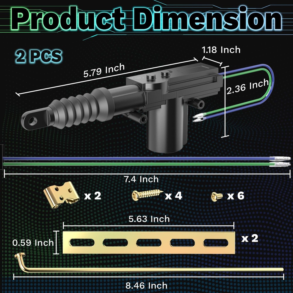 2 PCS 12v Door Lock Actuator Kit, Universal Power Mode Actuator...