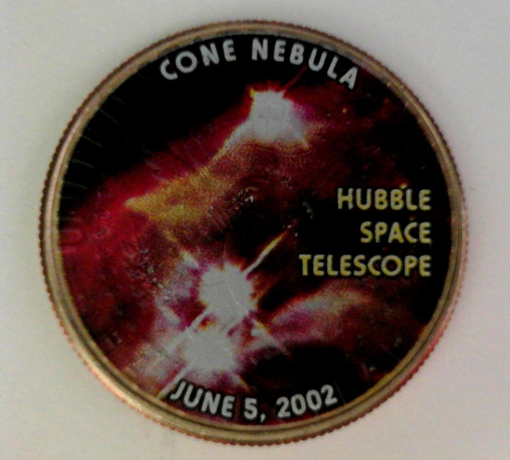 Cone Nebula Hubble Telescope - Colorized Half Dollar - Space Exploration NASA