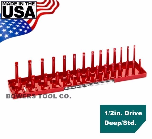 Hansen Global 1/2" Drive Standard SAE Inch Regular & Deep Socket Tray Organizer