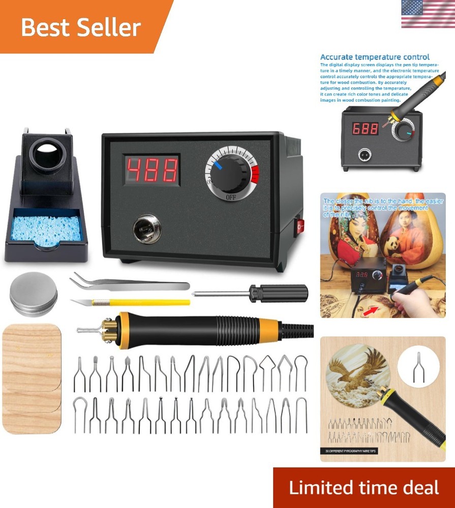 Digital Wood Burning Kit - Professional Pen, 30 Tips & Adjustable Temperature