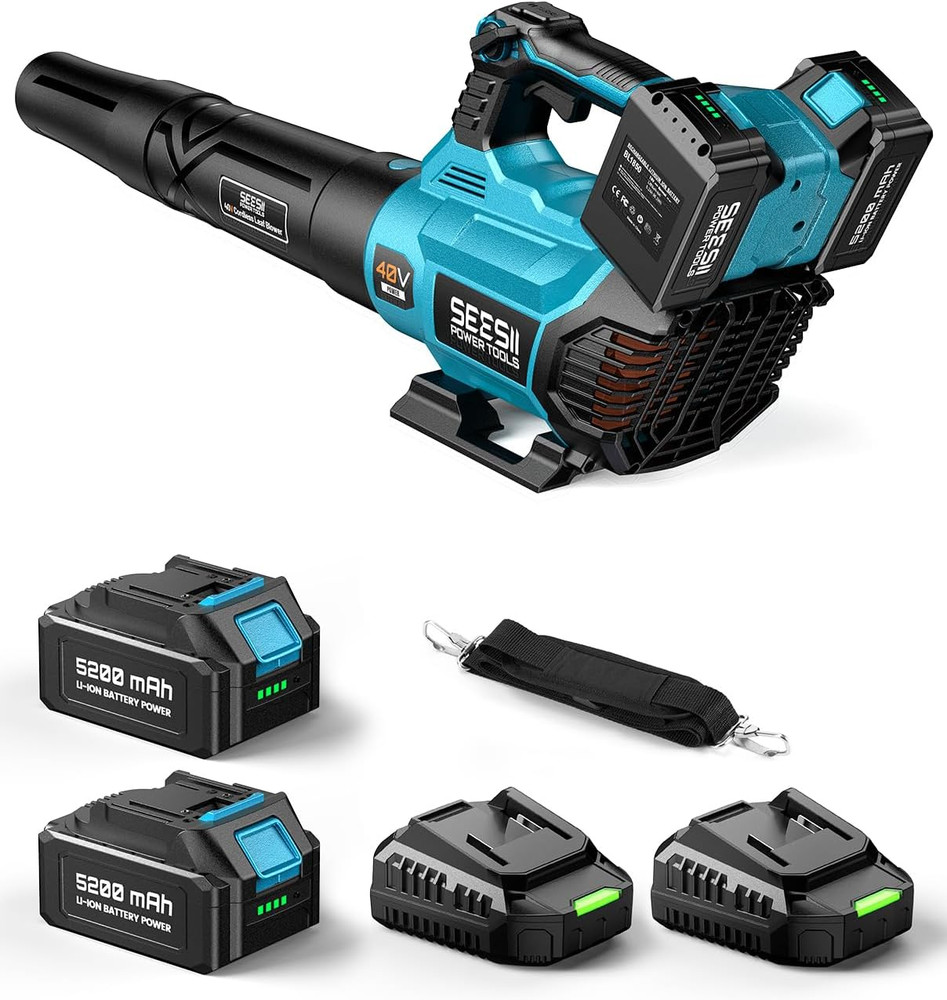 40V Leaf Blower Cordless, 650CFM Brushless Motor Battery Powered Leaf Blower wit