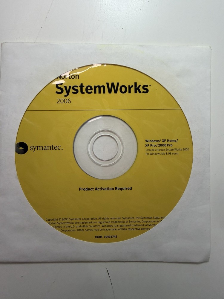 Norton SystemWorks 2006 CD w/ Product Key – Windows XP/2000