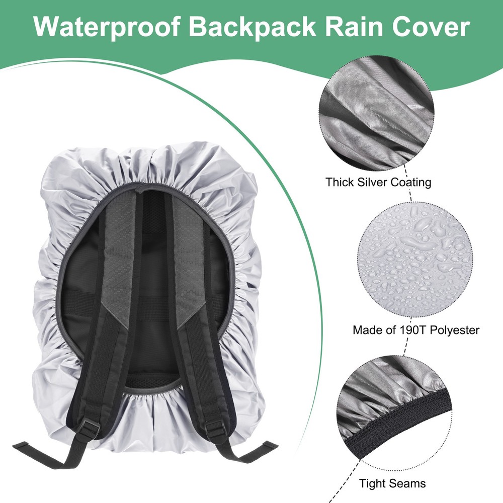 55L-65L Backpack Rain Cover with A Vertical Reflective Strap [Silver]