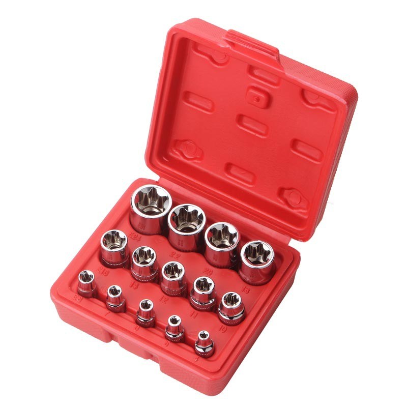 E-type Torx Star Female Sockets Bit Set 14 in 1 E4- E24 Torx Socket 14pcs