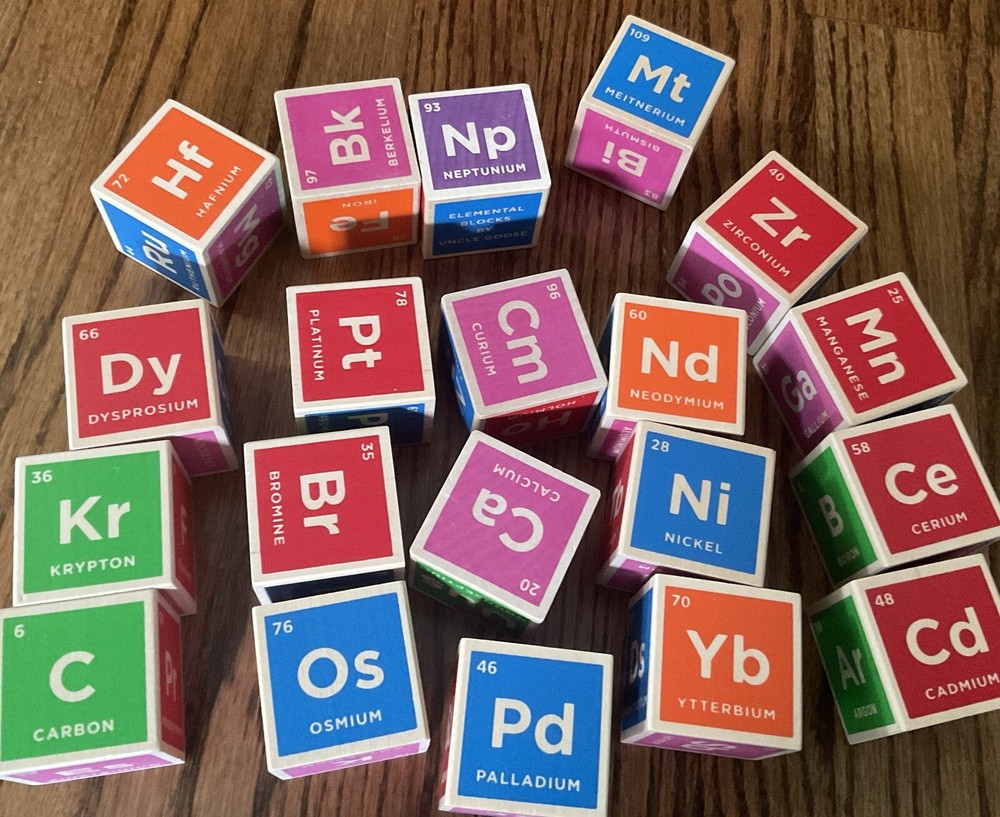 Elemental Chemistry Element Blocks By Uncle Goose, 20 Block Set