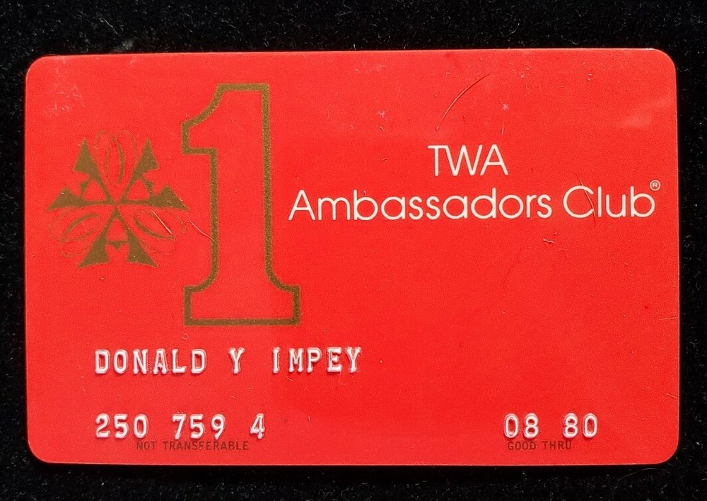 TWA Ambassadors Club card exp 1981♡ cc567a