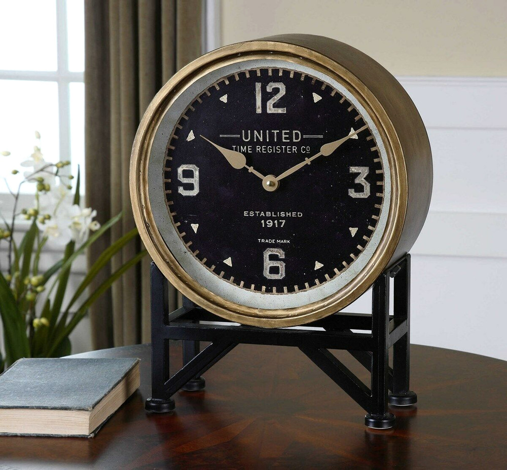 Mid Century Modern Style Shyam Table Desk Mantle Clock ~ Uttermost 06094