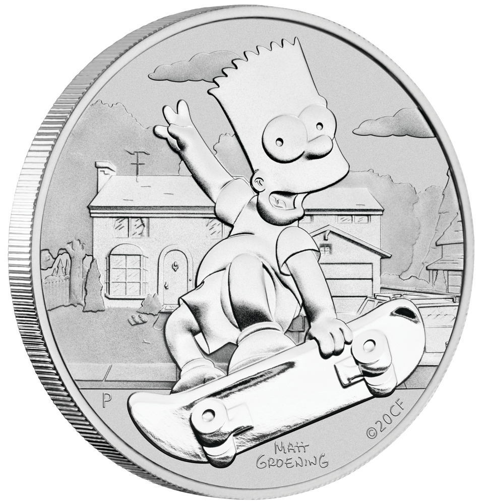 2020 Simpsons BART SIMPSON $1 Silver .9999 Dollar Bullion Coin