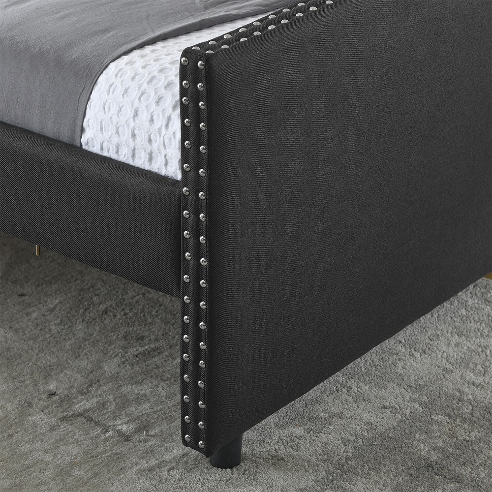 Queen Size Daybed w/ 2 Storage Drawers Upholstered Bed Frame Sofa Bed US