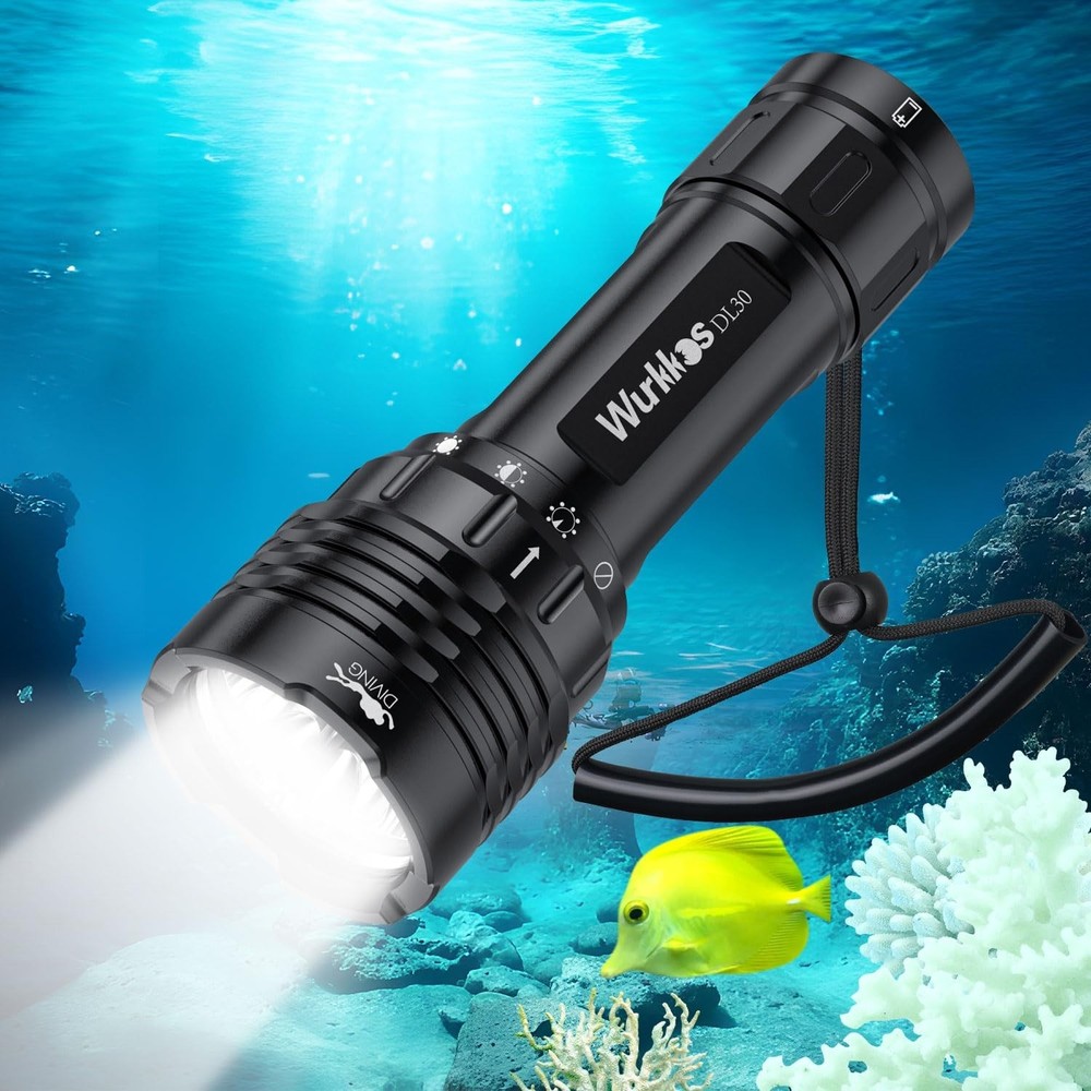 Super Bright 3600 Lumen Underwater Dive Light - IPX-8 Waterproof Flashlight, USB