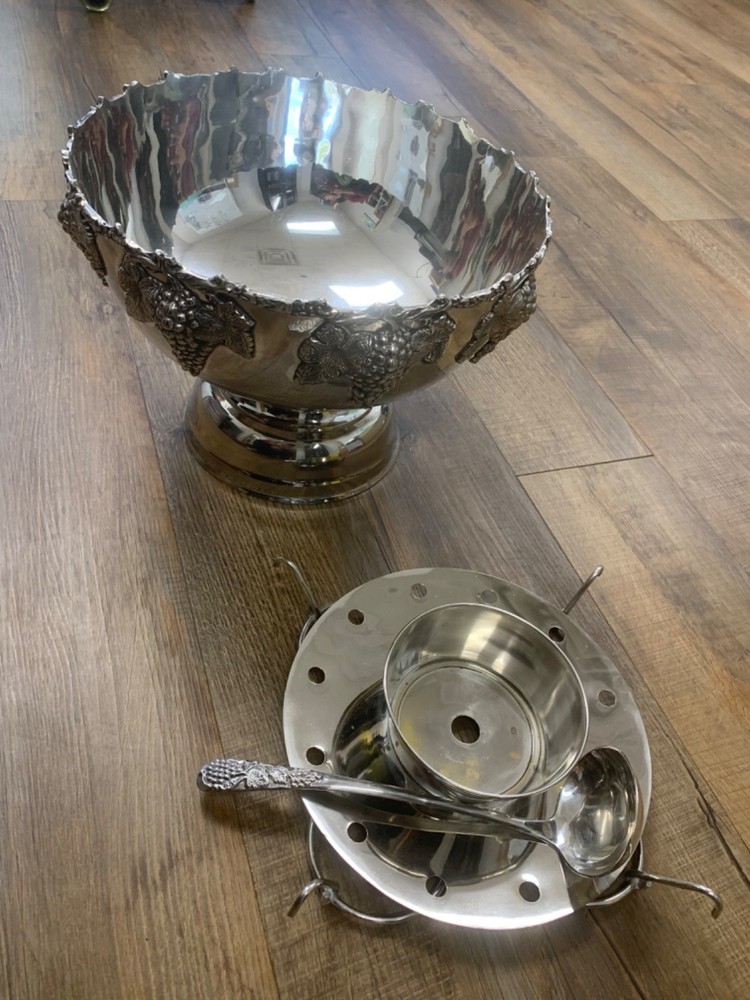 vintage silver plate punch bowl