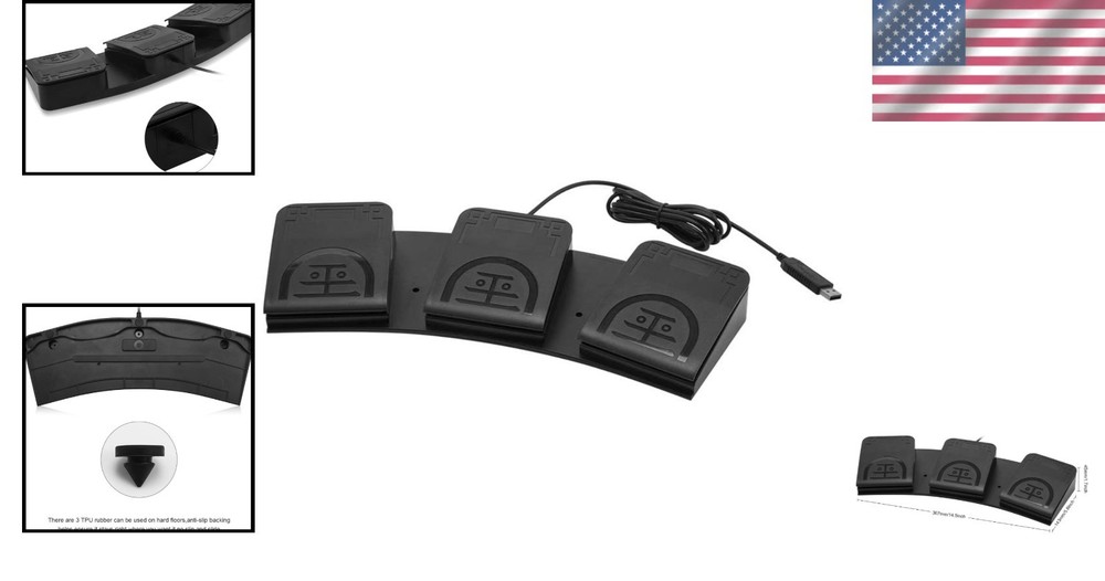 USB Triple Foot Pedal Switch - Programmable Ergonomic Control for Professionals