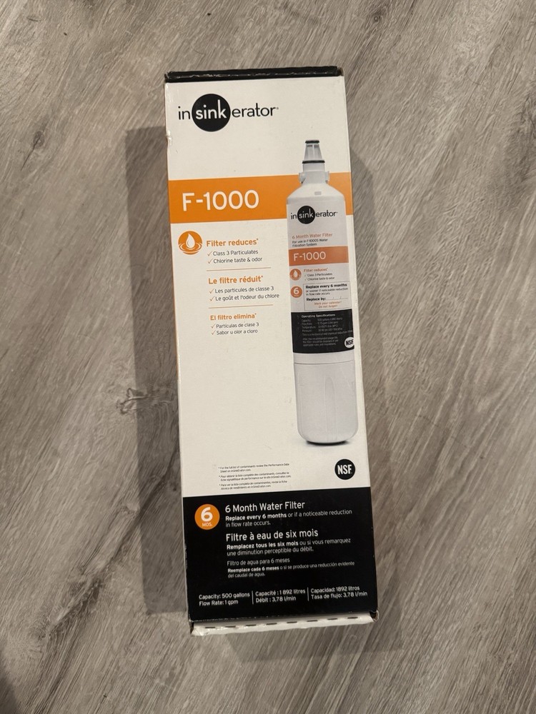 InSinkErator F-1000 Replacement Filter Cartridge 6 Months Carbon/Charcoal Water