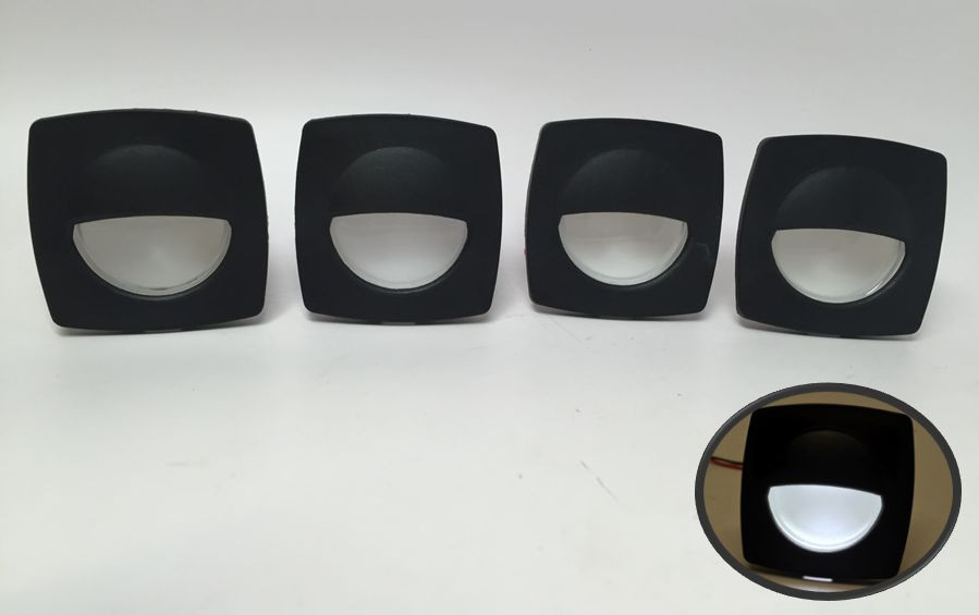 4 PCS MARINE BOAT LED RV TRAILER COOL WHITE SQUARE COURTESY LIGHT 2.24"X2.24"