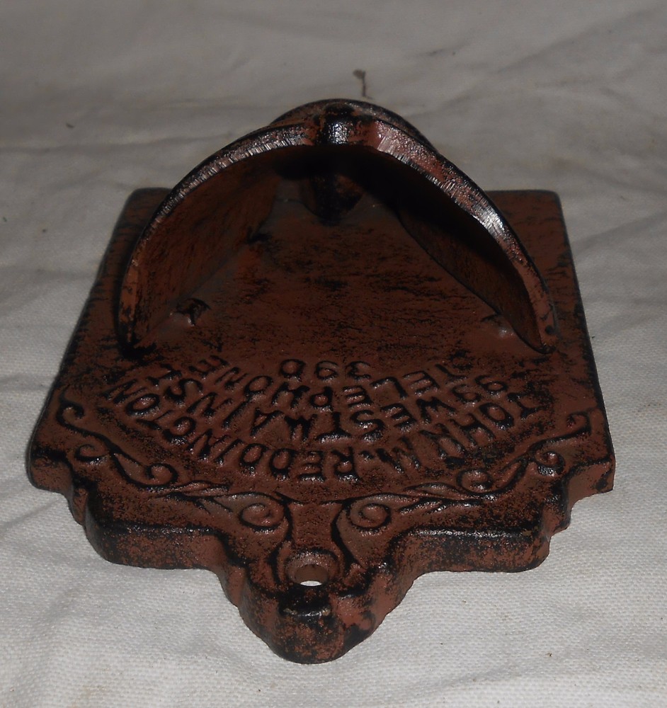 CAST IRON RUST FINISH COAL BUCKET WALL POCKET /MATCH HOLDER