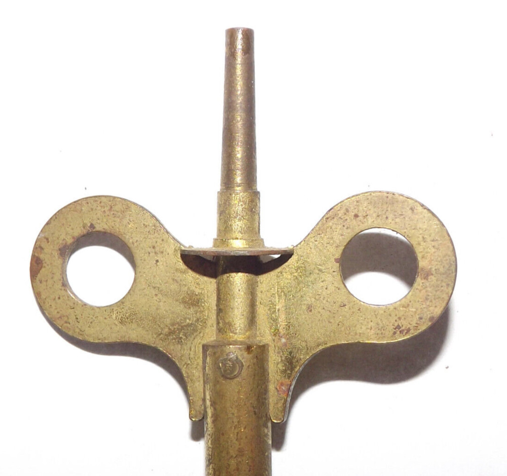 Vintage Clock Winding Key "Slow Fast" Different Size Ends Brass Tone Unmarked