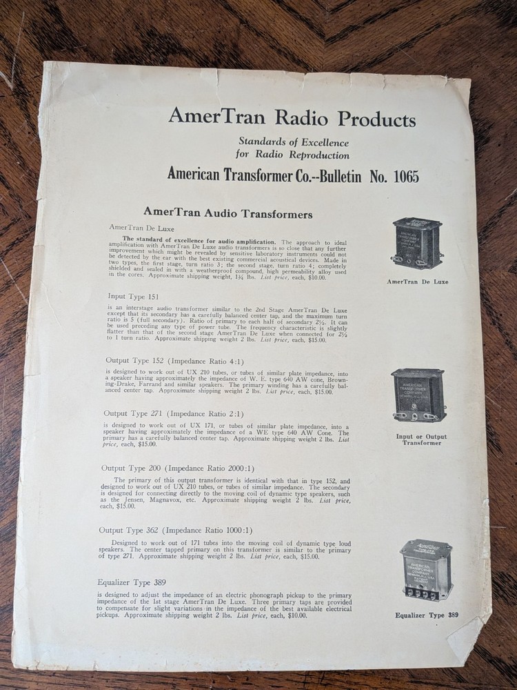 Lot AmerTran Amplifier & Transformer Product Sheets 210 250