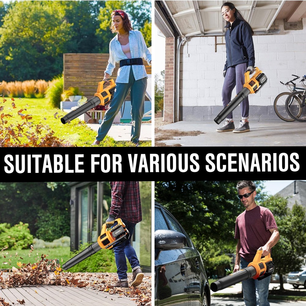 EWORK Cordless Leaf Blower, 21V Electric 1-Piece: Yellow