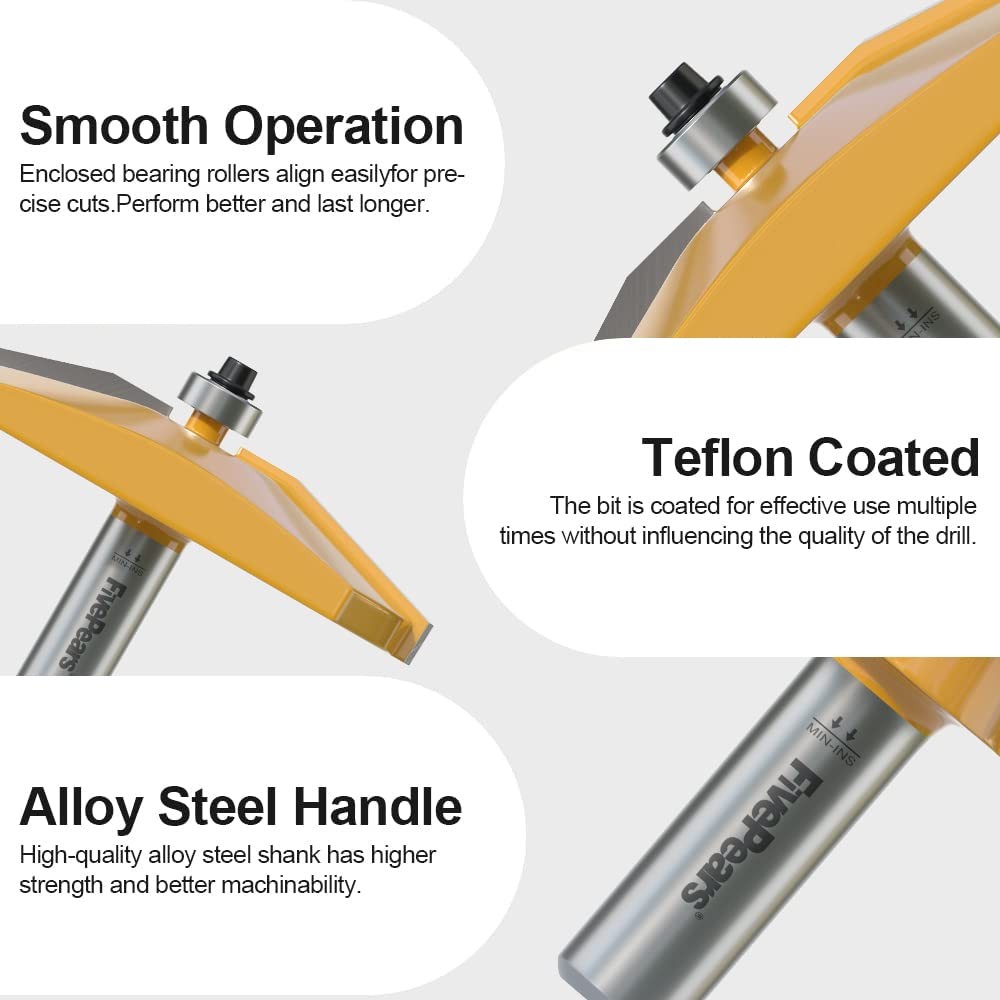 FivePears Bevel Raised Panel Router Bit - 3-1/2" Diameter - 1/2" Shank