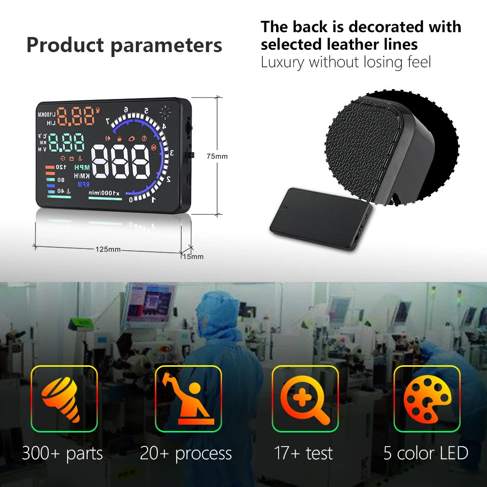 Digital Speedometer Windshield Speed Projector with Speeding WaterTemp RPM Alarm