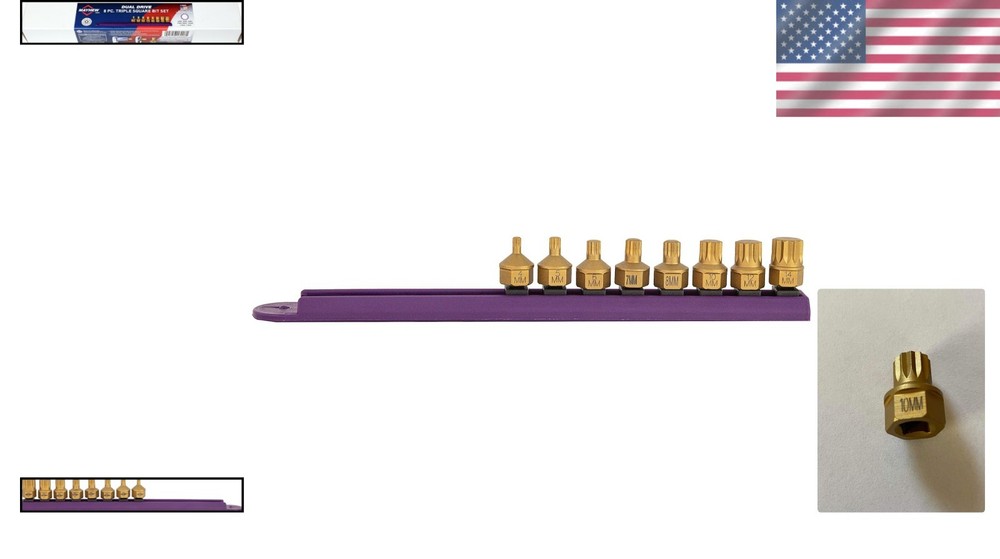 Low-Profile Triple Square Bits, 8-Piece Set