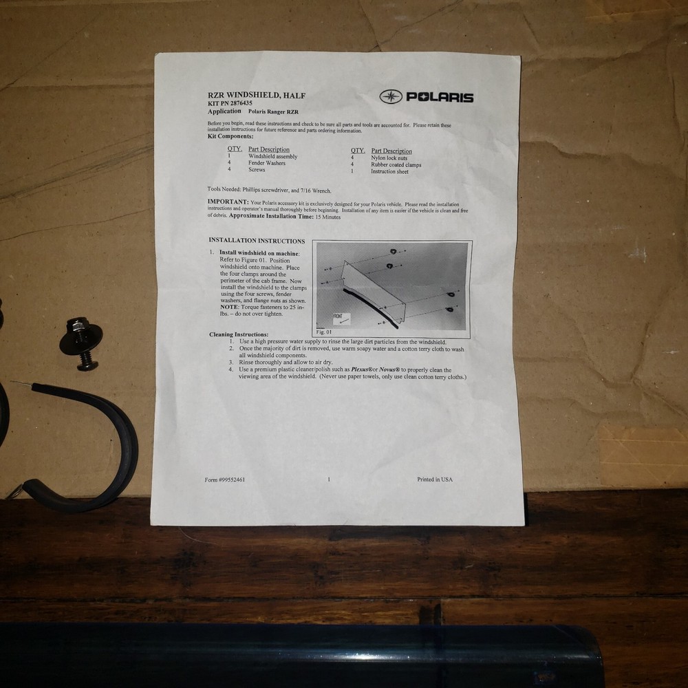 New OEM RZR WINDSHIELD HALF 2876435 NOS