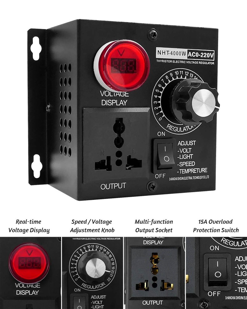 AC Variable Fan Speed Controller SCR Voltage Controller Fit for Fan Electric ...