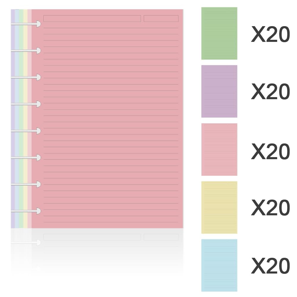 Junior Size TUL Discbound 100 Sheets, White, and 5 other unspecified colors