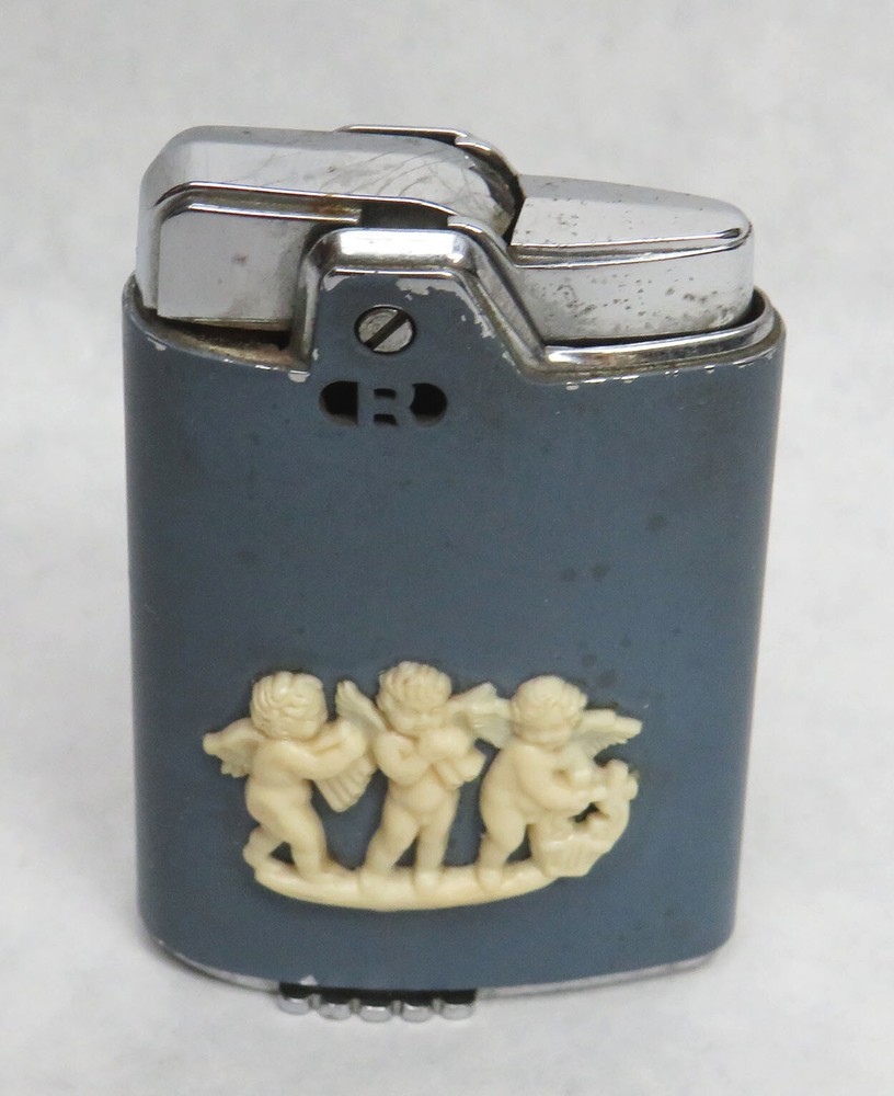 WEDGEWOOD 1950's BLUE JASPERWARE CHERUBS BY RONSON LIGHTER CO.
