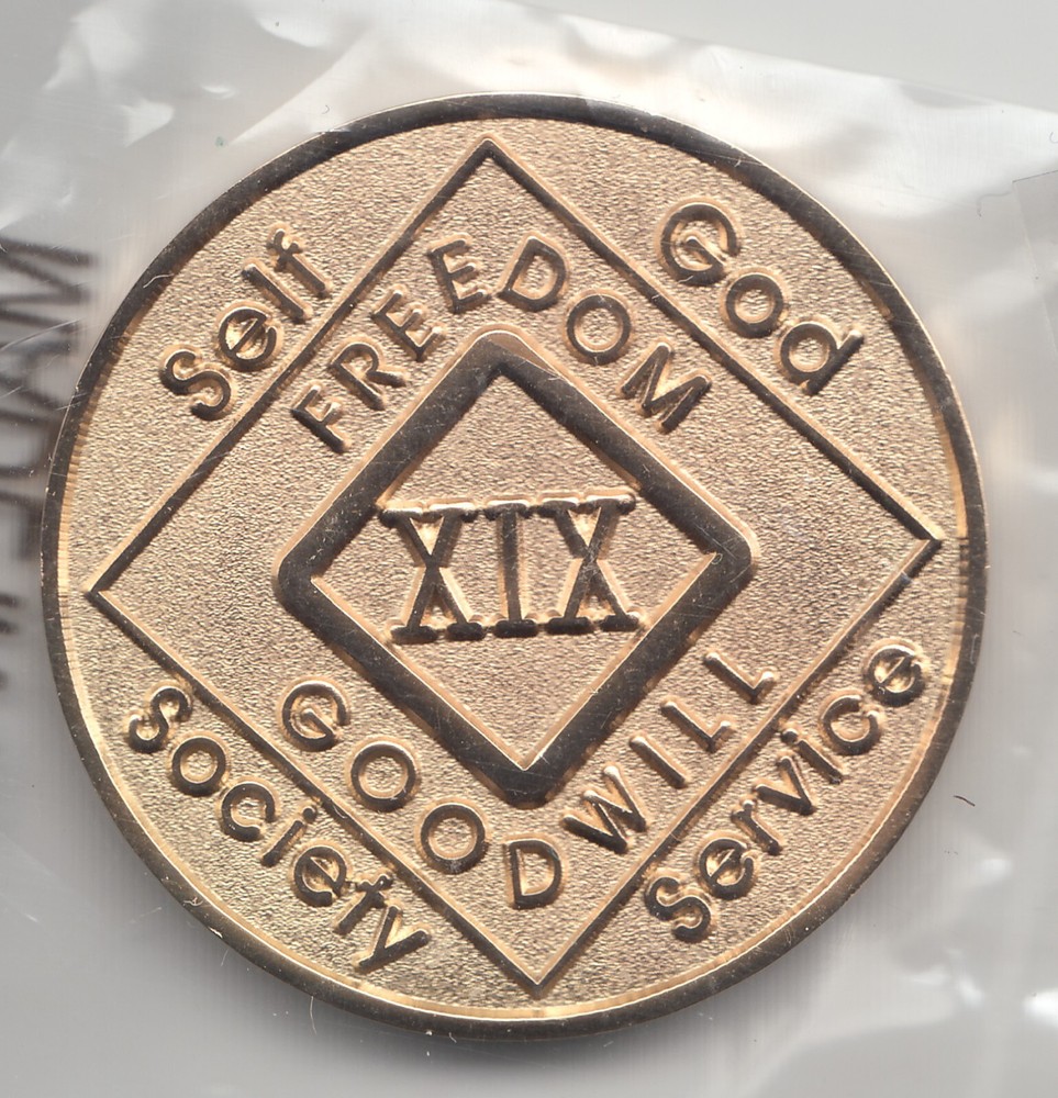 19 Years XIX - Narcotics Anonymous recovery medal token chip coin