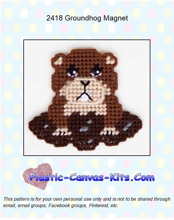Groundhog Magnet - Plastic Canvas Pattern or Kit