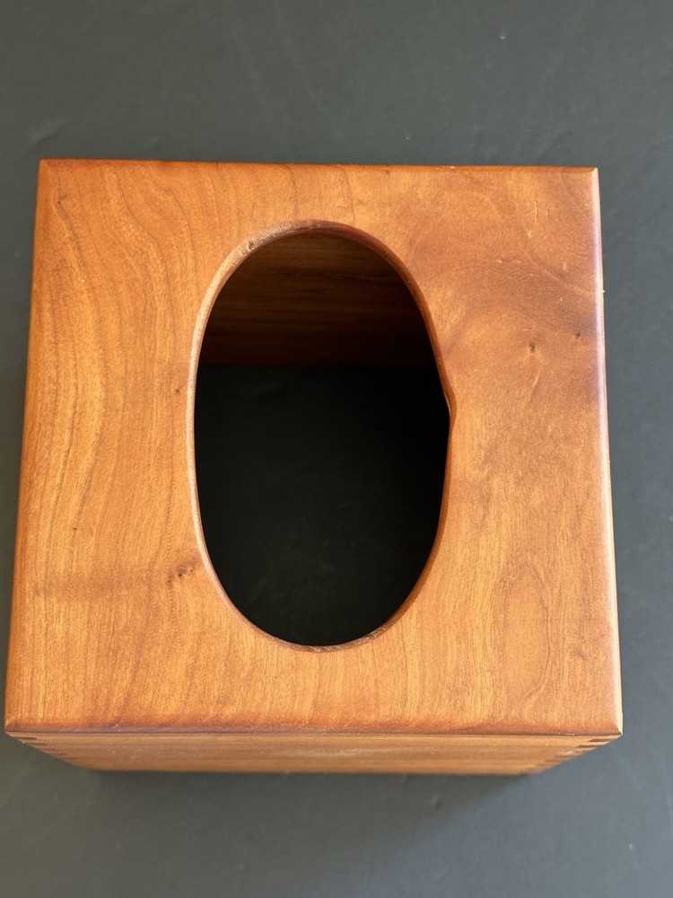 Maple Handmade Dovetail Tissue Box Cover Square Signed Rustic Natural Modern