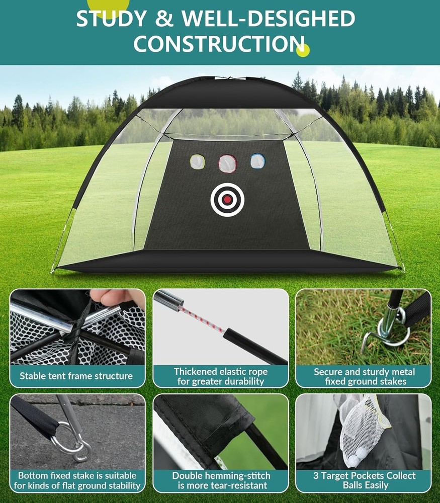 Golf Net: 10x7FT Golf Practice Net for Backyard Driving, Hitting Net with Tri...