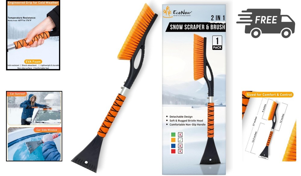 Car Snow Brush Ice Scraper Windshield Cleaner Window Brush Winter Accessory
