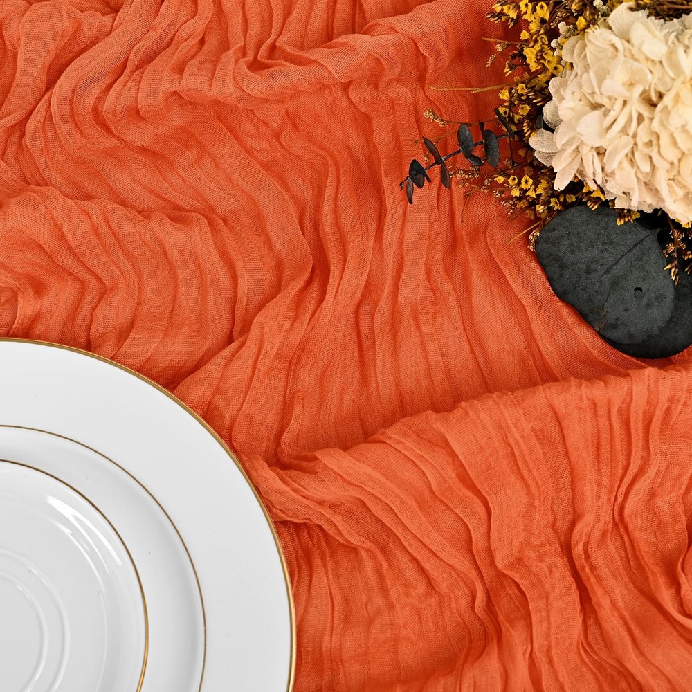 12 Pack Orange Fall Table Runner 10 Ft Cheesecloth Rustic Gauze Sheer Fabric