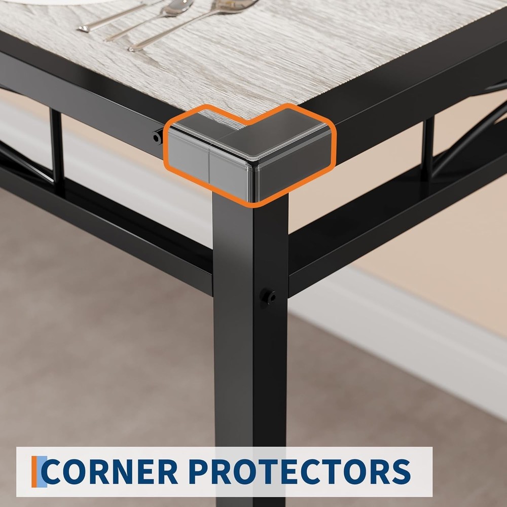 Wood Dining Table Set for 4 w/ Corner Protector&Upholstered Chairs for Apartment