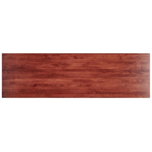 30" x 96" Rectangular Solid Wood Live Edge Restaurant Table Top in Mahogany Wood