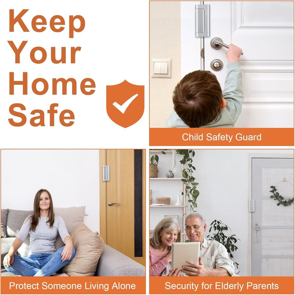 2 Pack Home Security Door Lock,Childproof Reinforcement 2Pack-Silver