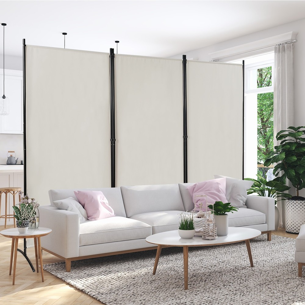 Folding Privacy Partition Screen 3-Panel Room Divider for Office Room White