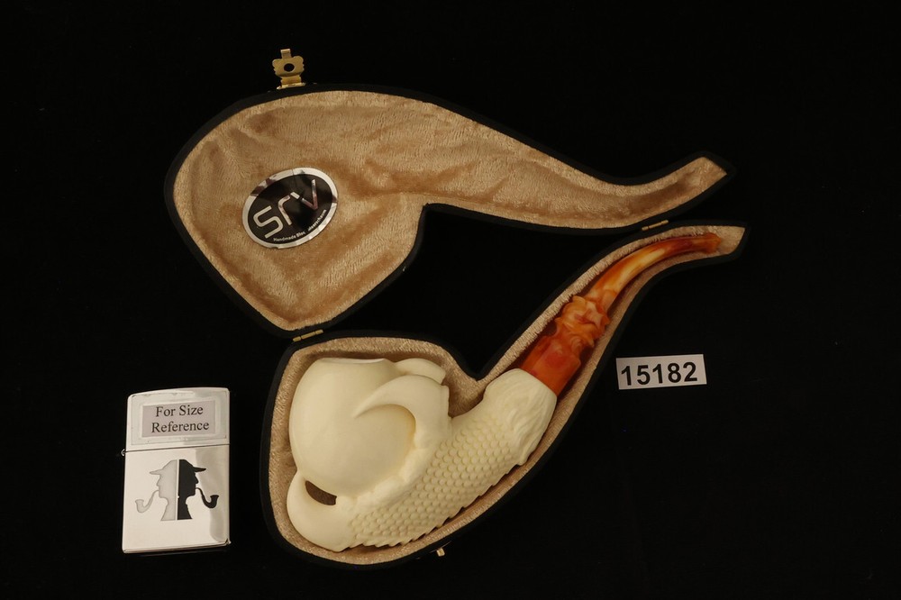 srv - Deluxe Eagle's Claw Block Meerschaum Pipe with fitted case 15182