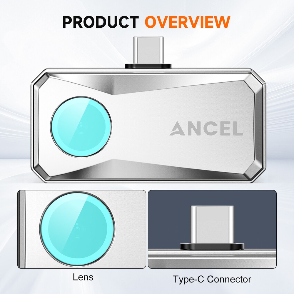 ANCEL IR101 Thermal Camera Infrared Thermal Imager for Android USB Type C Silver
