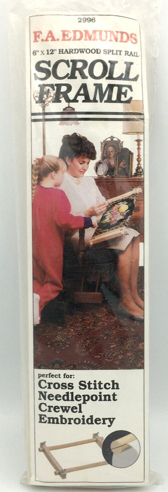 FA EDMUNDS 6" x 12" hardwood split rail scroll frame - cross stitch needlepoint