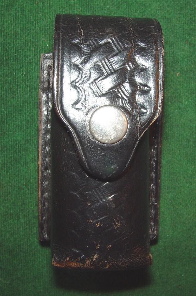 TAC Black Basketweave Thick Saddle Leather Gas Case