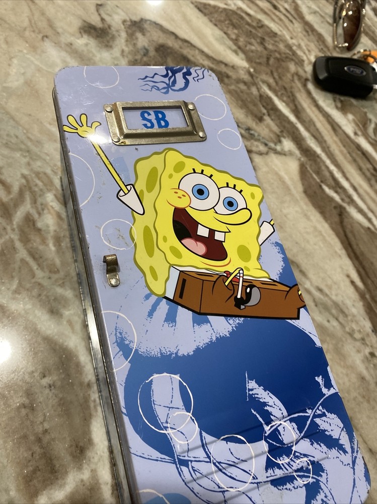 SpongeBob SquarePants Tin Box Hinge Pencil Box Storage 2011 Locker